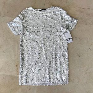 Zara sequin shirt dress